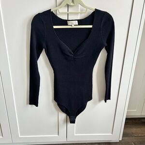 Sezane Black Ribbed Knit Bodysuit - never worn